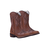 BOTA TEXANA JUVENIL FEMININA FÓSSIL CARAMELO BORDADO ROSA LAISER