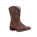 BOTA TEXANA JUVENIL FEMININA FÓSSIL CARAMELO BORDADO PRATA LAISER 