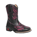 BOTA TEXANA JUVENIL FEMININA LÁTEGO PRETO BORDADO LAISER PINK