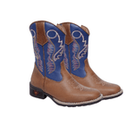 BOTA TEXANA JUVENIL CARAMELO COM AZUL 