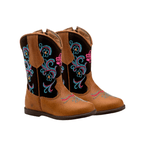 BOTA TEXANA JUVENIL FEMININA FÓSSIL CARAMELO COM NOBUCK CAFÉ