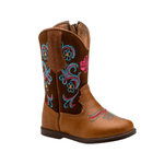 BOTA TEXANA JUVENIL FEMININA FÓSSIL CARAMELO COM NOBUCK TERRACOTA