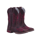 BOTA TEXANA FEMININA FÓSSIL CAFÉ BORDADO PINK LAISER