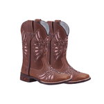 BOTA TEXANA FEMININA FÓSSIL CARAMELO COM ROSA