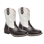 BOTA TEXANA FEMININA JUVENIL CAFÉ COM OFF WHITE