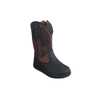 Bota Texana Juvenil em Couro Preto com Vinho - PROMOÇÃO
