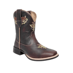 Bota Texana Feminina Fóssil Café Bordado Amarelo - PROMOÇÃO