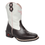 BOTA TEXANA FEMININA JUVENIL CAFÉ COM OFF WHITE