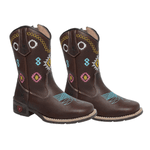 BOTA TEXANA FEMININA JUVENIL NAPA CAFÉ COM BORDADO