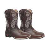 BOTA TEXANA JUVENIL FEMININA NAPA CAFÉ COM BORDADO BEGE