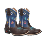 BOTA TEXANA JUVENIL FEMININA NAPA CAFÉ COM AZUL