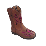 BOTA TEXANA FEMININA INFANTIL CARAMELO BORDADO LASER PINK