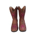 BOTA TEXANA FEMININA INFANTIL CARAMELO BORDADO LASER PINK