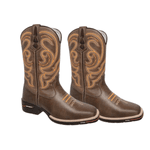 BOTA MASCULINA TEXANA FÓSSIL CAFÉ COM BORDADO