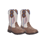 BOTA TEXANA MASCULINA INFANTIL CAFÉ COM OFF WHITE