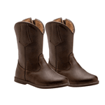 BOTA TEXANA JUVENIL FÓSSIL CAFÉ BICO REDONDO