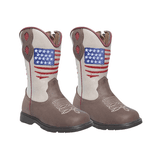 BOTA TEXANA MASCULINA INFANTIL CAFÉ COM BEGE 