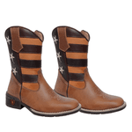 BOTA TEXANA MASCULINA JUVENIL FÓSSIL CARAMELO ESTILO AMERICANA