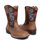 BOTA TEXANA FEMININA JUVENIL FÓSSIL CARAMELO NOBUCK TERRA