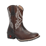 BOTA TEXANA JUVENIL FEMININA NAPA CAFÉ COM BORDADO BRANCO