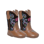 BOTA BEBE TEXANA EM COURO WHISKY BORDADO PRIMAVERA