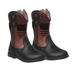Bota Texana Juvenil em Couro Preto com Vinho - PROMOÇÃO