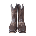 Bota Texana Masculina Marrom Bordado Bege - PROMOÇÃO