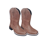 Bota Texana Unissex Caramelo Bico Quadrado - PROMOÇÃO