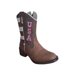 Bota Texana Juvenil em Couro Chocolate com Marrom - PROMOÇÃO