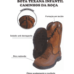 Bota Texana Juvenil em Couro Marrom - PROMOÇÃO