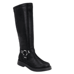 Bota Feminina Biker Rasteira Fivelas Napa Preto 2024 