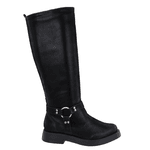 Bota Feminina Biker Rasteira Fivelas Napa Preto 2024 