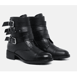 Bota Cano Baixo Com Fivela Elisa Preta