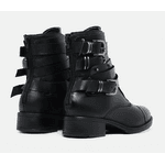 Bota Cano Baixo Com Fivela Elisa Preta