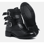 Bota Cano Baixo Com Fivela Elisa Preta