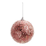 Jogo Com 4 Bolas de Natal com Glitter Rosa 10cm Cromus