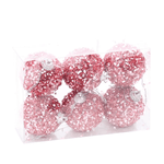 Jogo 6 Bolas De Natal Glitter Brilho Rosa 5cm Cromus