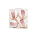 Jogo 4 Bolas de Natal Veludo Branco e Rosa 10cm Cromus