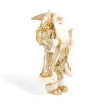 Papai Noel Decorativo Em Pé Com Saco De Presentes Dourado 45cm