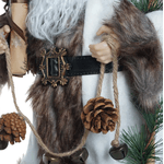 Papai Noel Rustico Presente E Pinhas Branco Marrom 45cm Luxo Natal