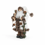 Papai Noel Rustico Presente E Pinhas Branco Marrom 45cm Luxo Natal