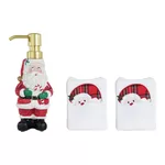 Kit Lavabo Toalha e Porta Sabonete Noel Colorido Natal 3 Peças