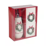  Kit Lavabo Toalha e Porta Sabonete Guirlanda Colorido Natal 3 Peças