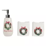  Kit Lavabo Toalha e Porta Sabonete Guirlanda Colorido Natal 3 Peças
