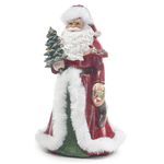 Enfeite Papai Noel em Resina com Pinheiro Vermelho e Verde 23cm Cromus