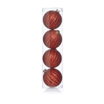 Jogo 4 Bolas Natal com Listras Vermelho e Dourado 12cm Cromus