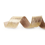 Fita Natalina Aramada 6,3cm Bege com Dourado 9,14m