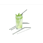 Kit 4 Canudos Curvo Aço Inox Reutilizáveis + Escova Limpeza
