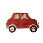 Papai Noel No Carro Madeira Iluminado Com Led Natal