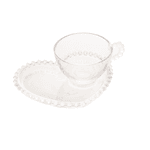 Xícara Chá Cristal com Prato Coração Pearl 180ml
